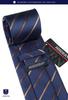 [HISDERN] Business Necktie for Men, Blue, Wedding, Tie and Pocket Square Set, Formal, Striped Pattern, Necktie for Job Hunting, Interviews, Entrance