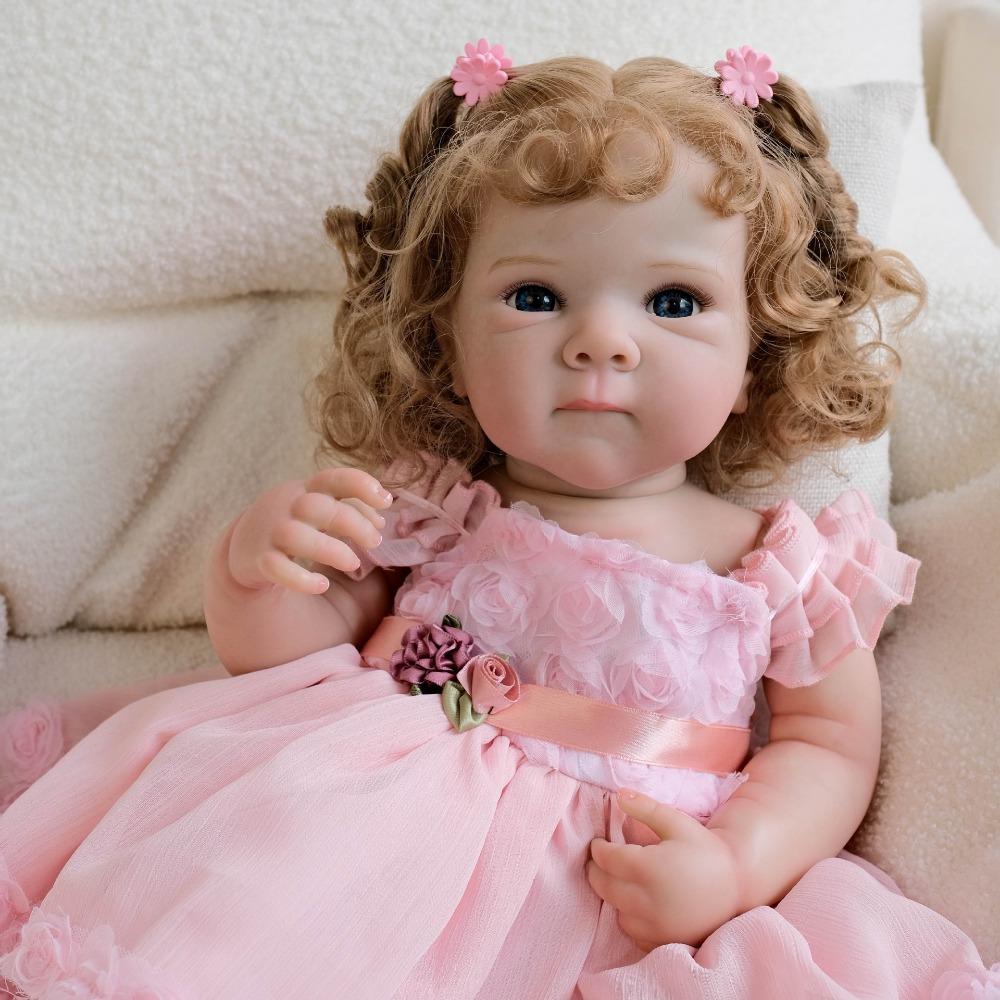 Lively 18 Inch Reborn Baby Girl Dolls Bettie Full Vinyl Body Newborn Babies Doll Realistic Implanted Curly Hair Baby Doll Toys for Kids Birthday Gifts