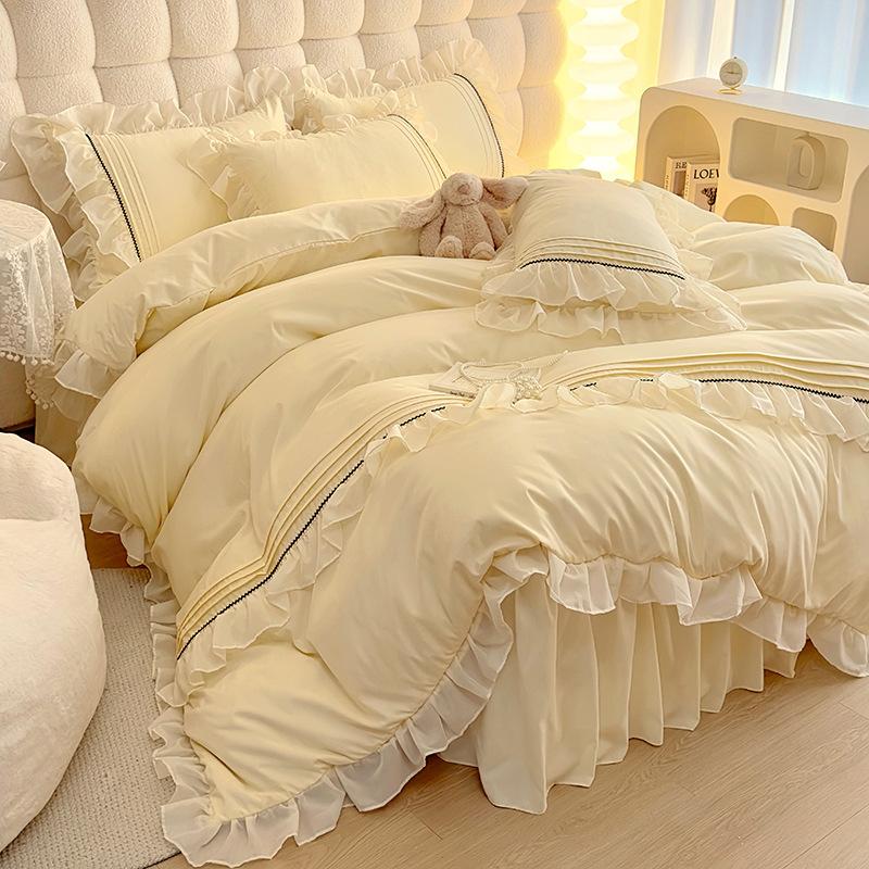 Chiffon Lace Bedding Set Four-piece Set Skin-friendly Breathable Washed Sheets Quilt Cover Pillowcase
