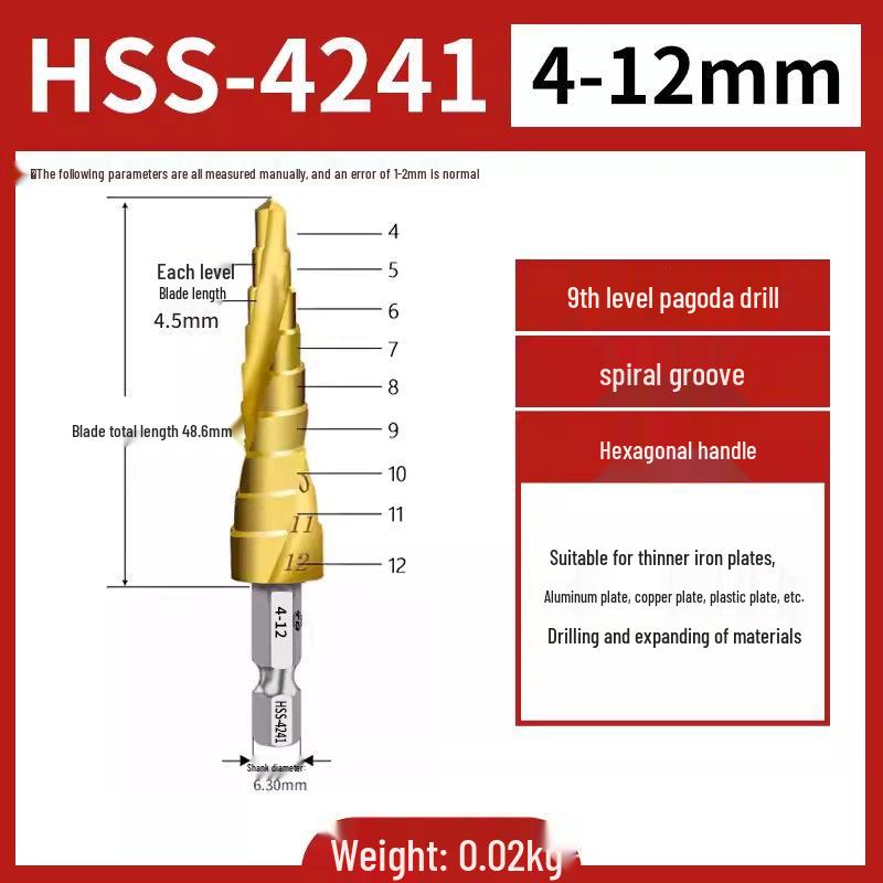 Tiangong Pagoda High-Hardness Universal Step Drill Bit Set for Stainless Steel