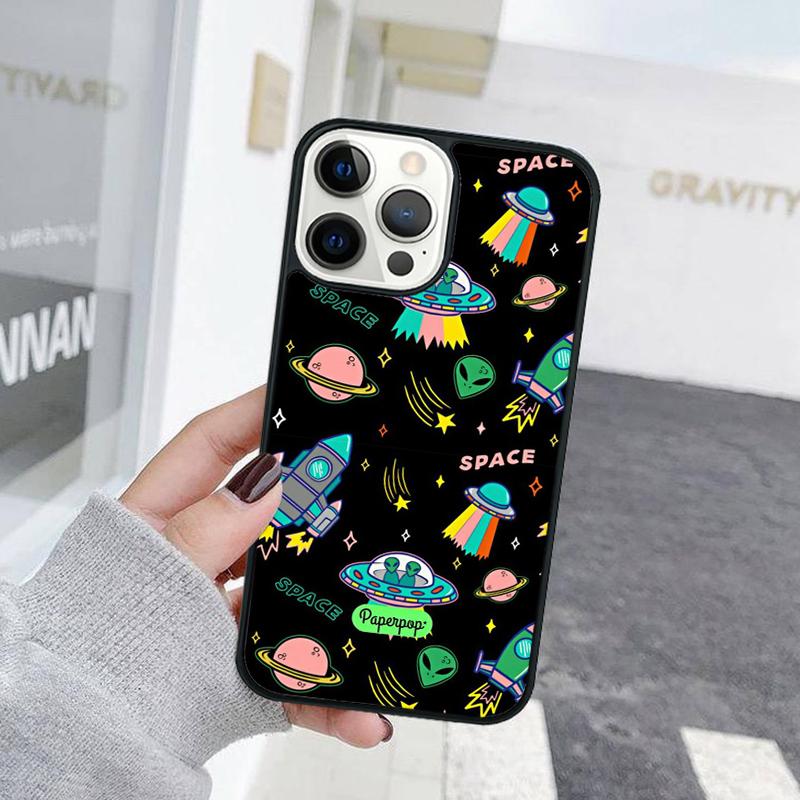 

Cartoon Aesthetics Alien Space Phone Case For iPhone 17 Air 15 16 Cover 11 13 14 Pro Max 12 Plus Max Fundas iPhone 17pro max
