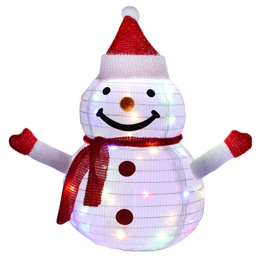 Christmas Cute Light String Decorations LED Glowing Snowman Light IP65 Waterproof Folding Ornament Lantern for Home Xmas Decor