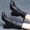 Fashion Autumn Winter Short Plush Ankle Boots Women Fashion Zipper Thick Heels Boots Woman Pleated Pu Leather Short Booties Women Boots