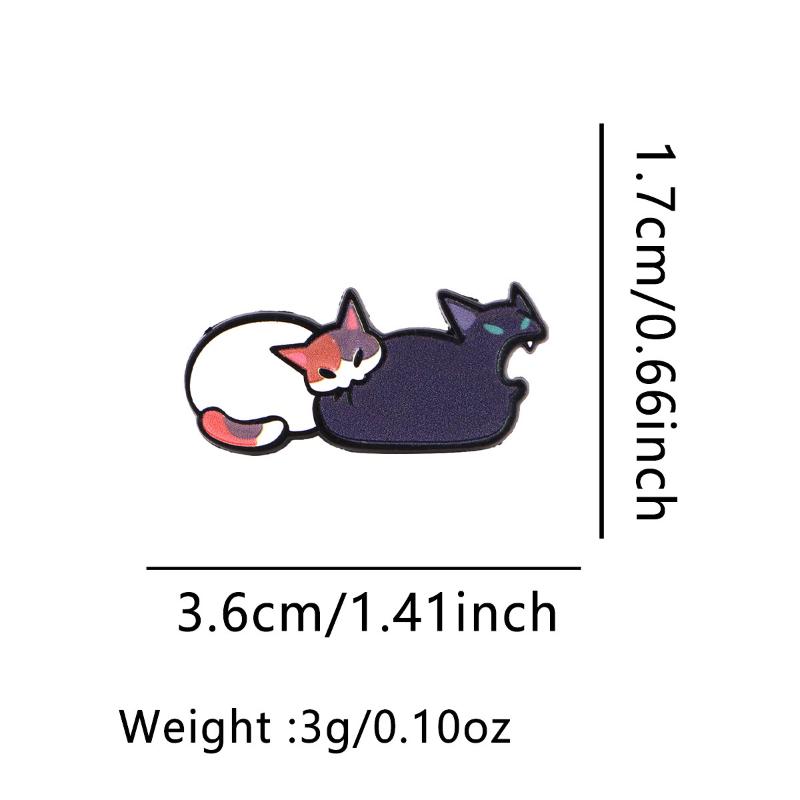 Mean Cat Enamel Brooch Pin - Cute Cat Design With Orange Ears Durable Zinc Alloy