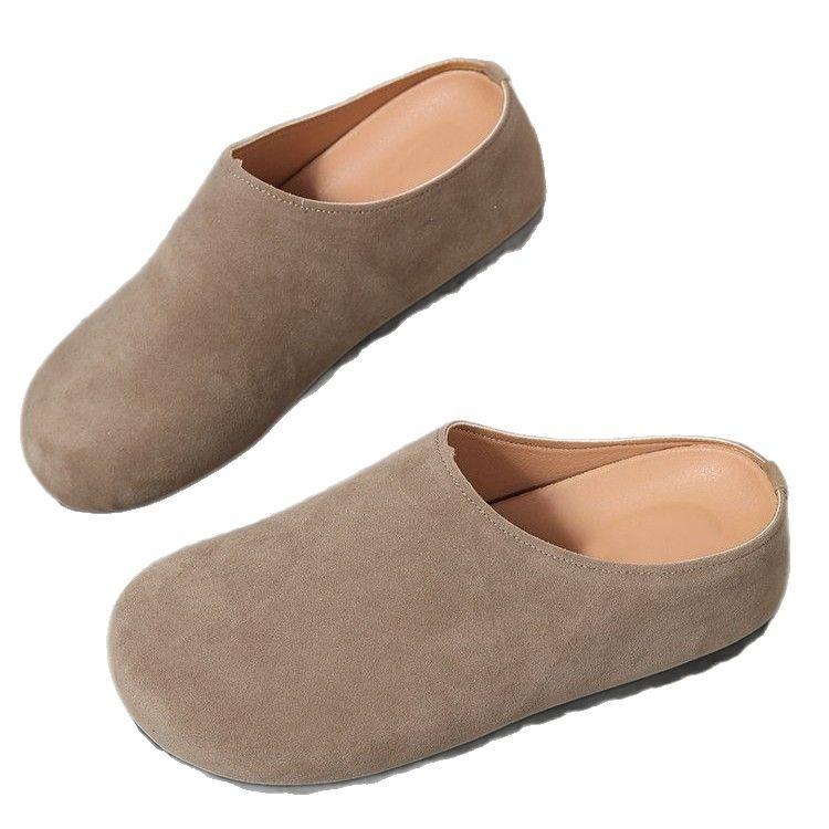 French retro bag head Boken shoes women's spring and autumn new soft sole casual versatile inner height increase casual half slippers