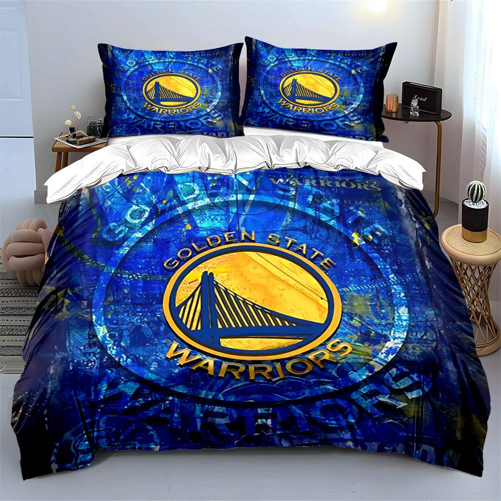 Golden State Warriors Logo Bettwäsche Bettbezug-Set Bettbezug Kissenbezüge  (1*Bettbezug 2*Kissenbezüge, ohne Bettdecke)