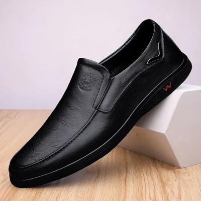 Fashion Handmade Men's Shoes Business Leather Shoes Rubber Sole Loafers Slip On Male Casual Shoes Work Office Shoe Black Flat Dress Shoe