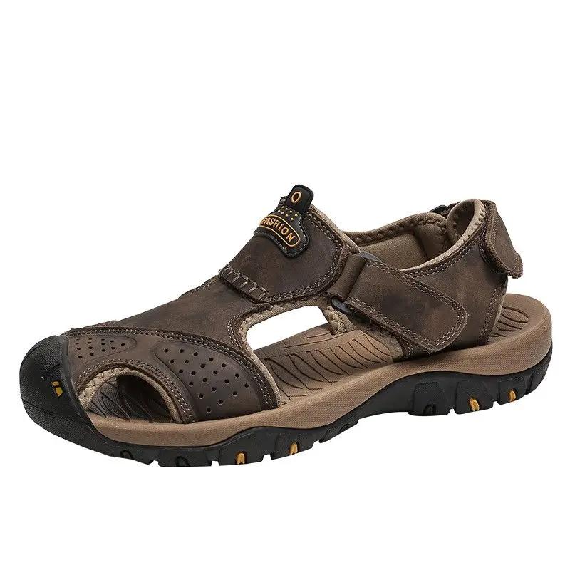 Fashion Breathable Shoes for Men Non-slip Beach Genuine Leather Adult Trend 2025 Stylish Styles Color New Summer Low Price Man Sandals