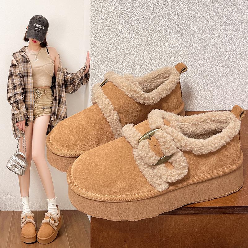 Fashion Loafers Winter Retro Women Snow Warm Suede Leather Lazy Boots Shoes Woman Lady Female Flat Bottine Botas Boots Mujer Shoes