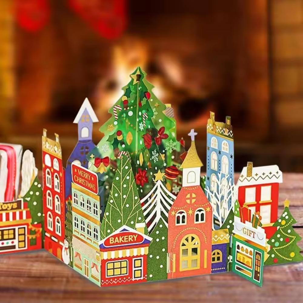 Pop-Up Christmas Greeting Cards Hot Stamped Thank You Letter Creative New Year Cards  Friend