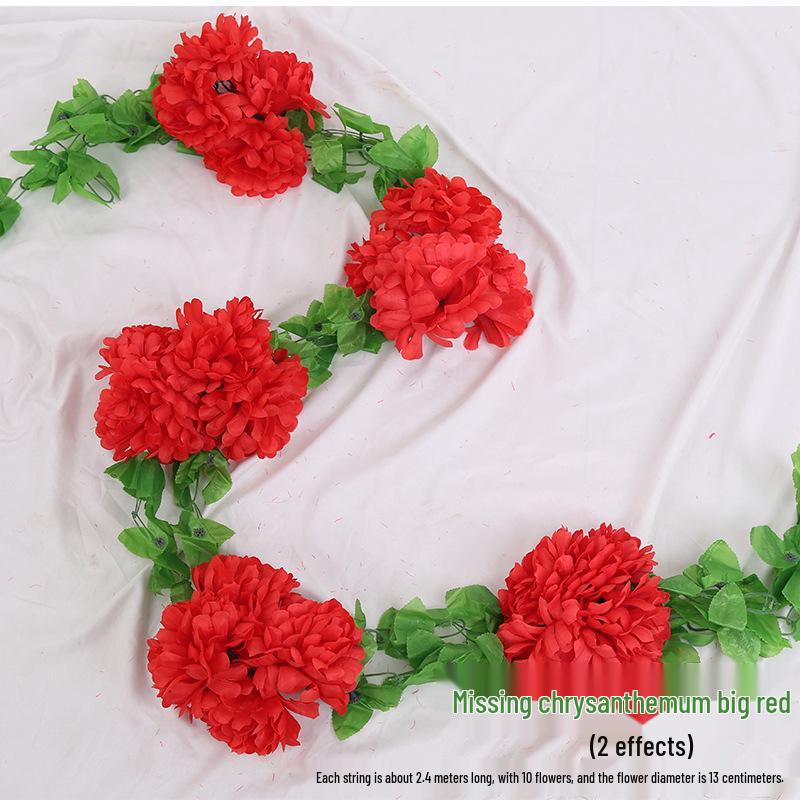 Artificial Chrysanthemum Vines for Cemetery and Memorial Decor - Silk and Plastic Hanging Floral Decoration