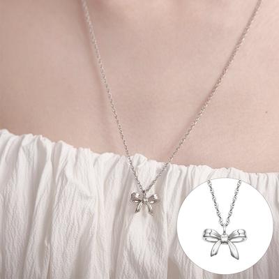 [Rosemont] Silver Ribbon Long Necklace Ra24C54T