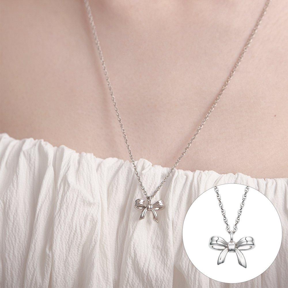 [Rosemont] Silver Ribbon Long Necklace Ra24C54T