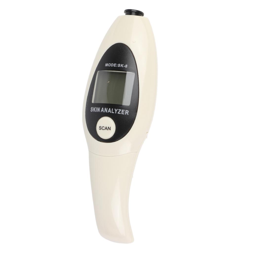 Digital LCD Display Precision Skin Sensor Tester Facial Moisture Water Oil Analyzer (White)