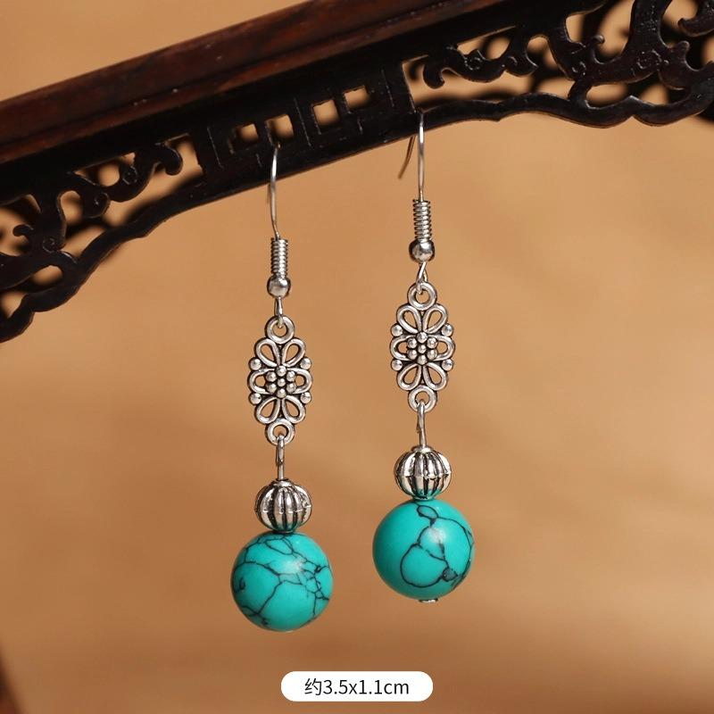 Original Design Earrings Simple High-end Turquoise Earrings Retro Long Earrings Women