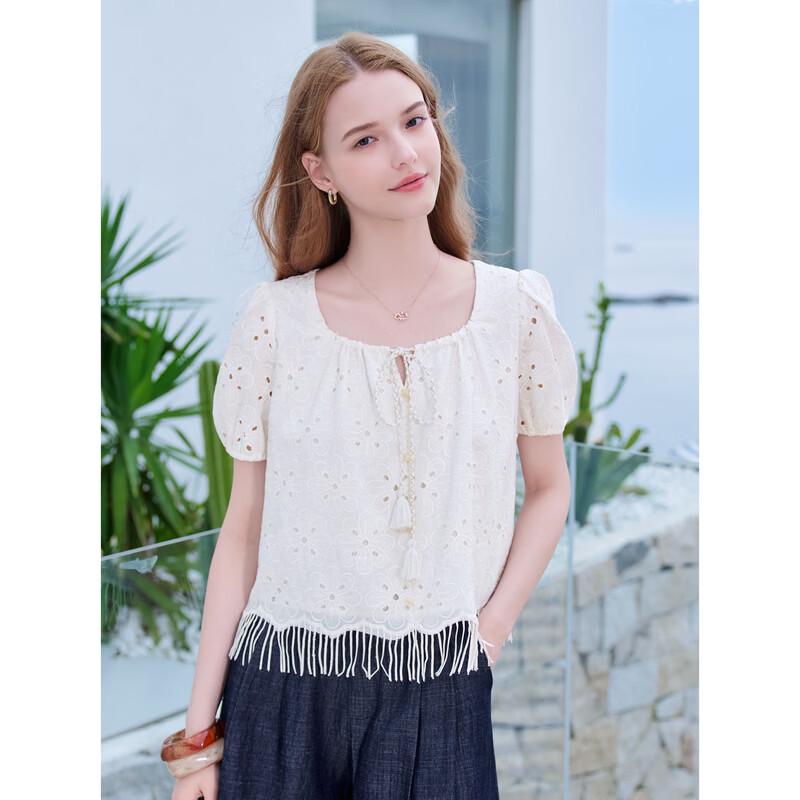 BETU Women's Embroidered Puff Sleeve Shirt