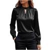 Women's Color Round Neck Long Sleeve Button Casual Business Shirt Top
