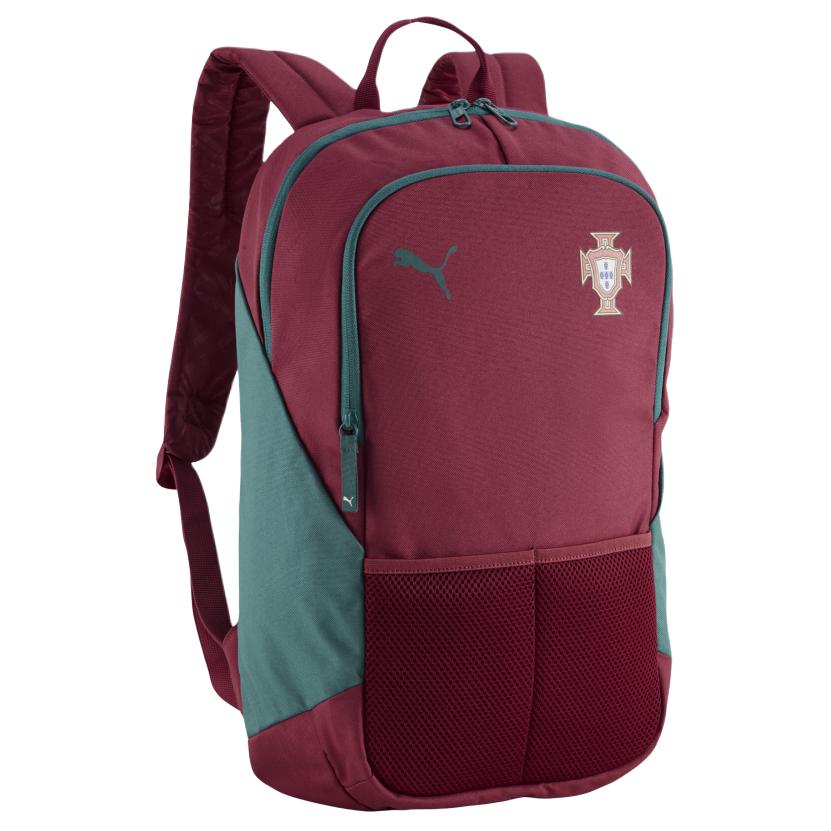 Puma Teamgoal Portugal National Team Large Capacity Color Block Storage Fabric Backpack Unisex Backpack Deep-Red Emerald-Green 09246211 Dark Red & Emerald