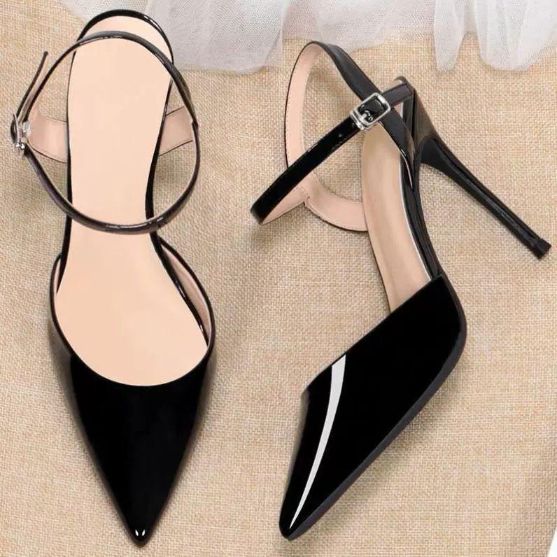 2025 spring and summer bag head word with high-heeled sandals women sexy pointed small man with skirt thin-heeled sandals women