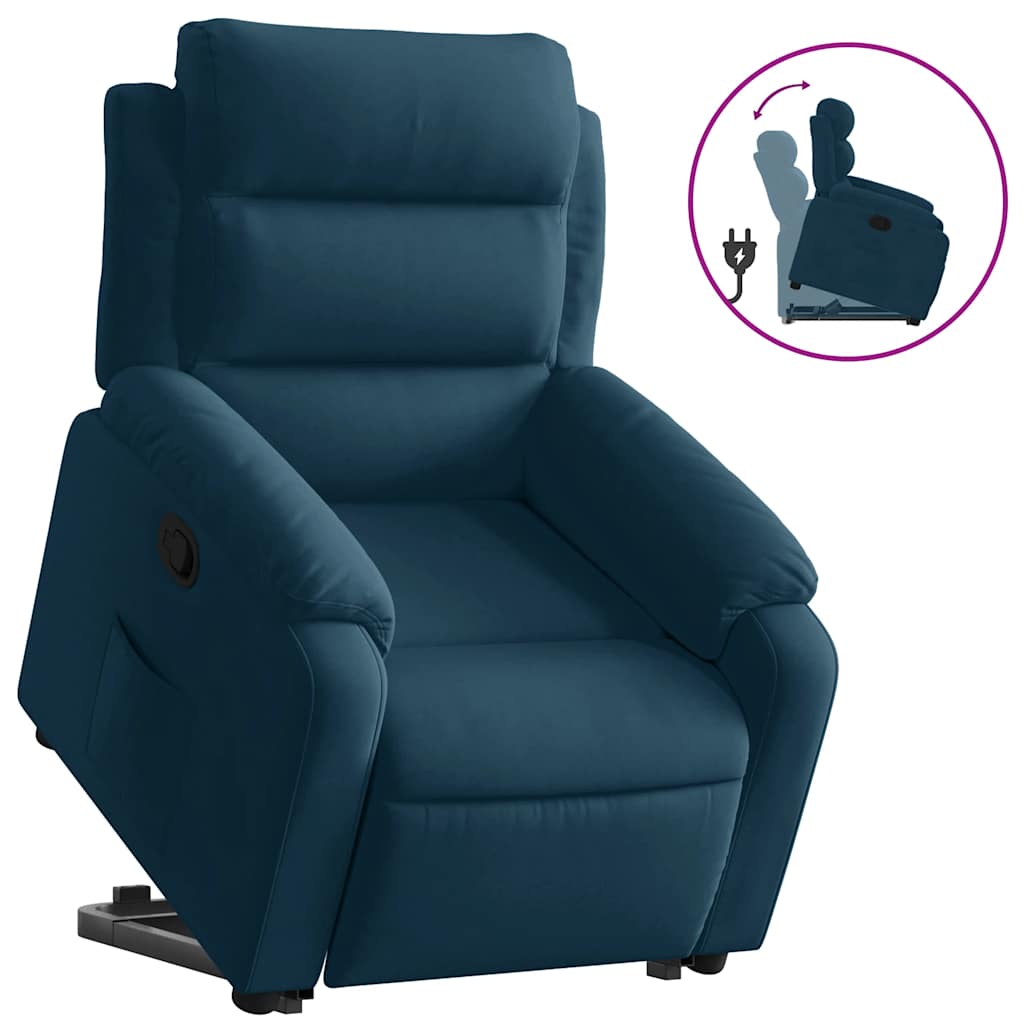 Recliner with Rising Assistance Blue Velvet