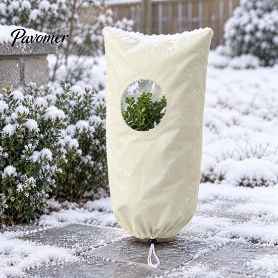Winter Plant Shield for Garden Shrubs 2Pcs Freeze Protection Covers with Round Window, Frost Patio Gardens Zipper & Drawstring, Breathable Blanket