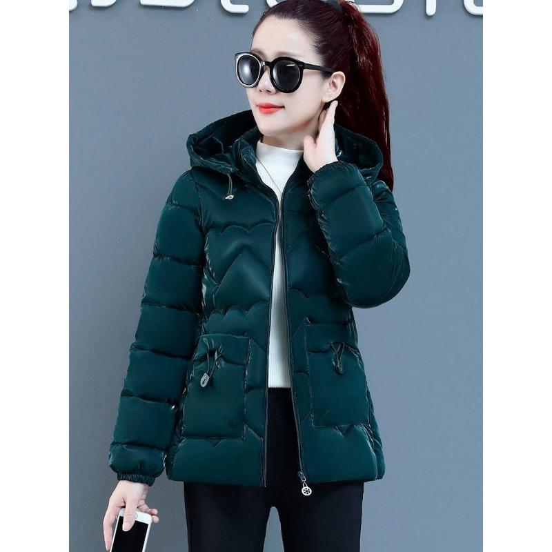 

Fashion glossy hooded down cotton-padded jacket women s short winter new cotton-padded jacket slim and thin small cotton-padded jacket 5XL