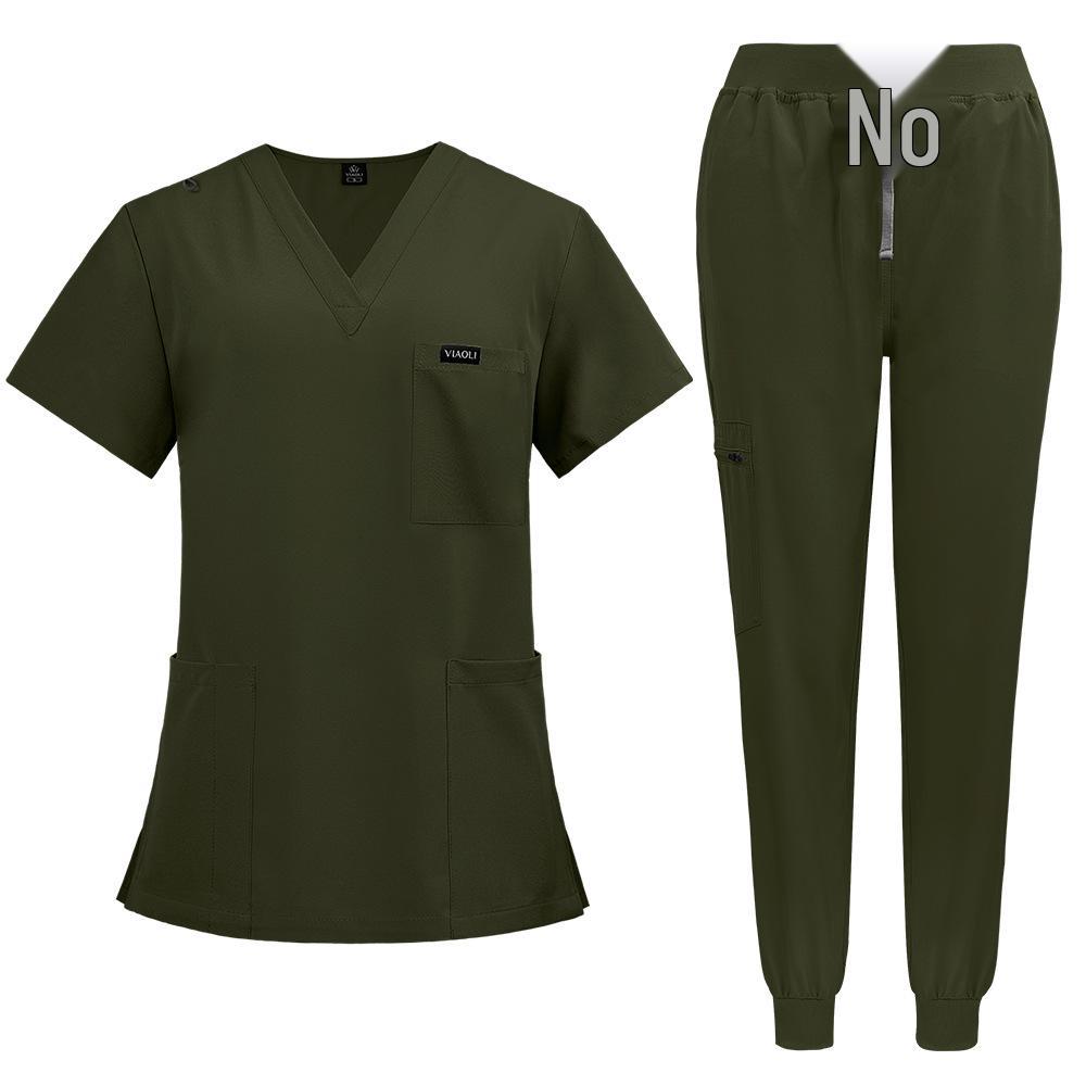 Unisex Quick-Dry Short-Sleeve Scrub Suit: Medical Two-Piece Set for Nurses and Hospital Staff