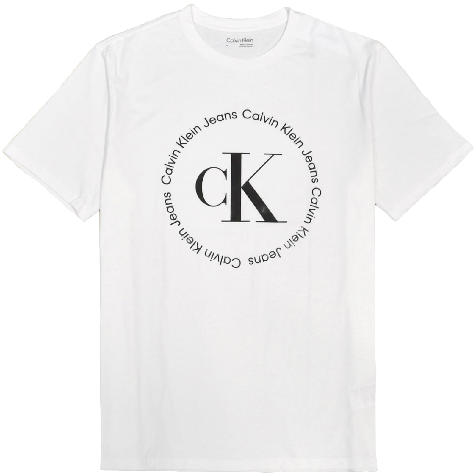 

Calvin Klein Crew Neck Short Sleeve with Round Size M [Calvin Klein] Men s T-Shirt Logo, White, [Used] белый
