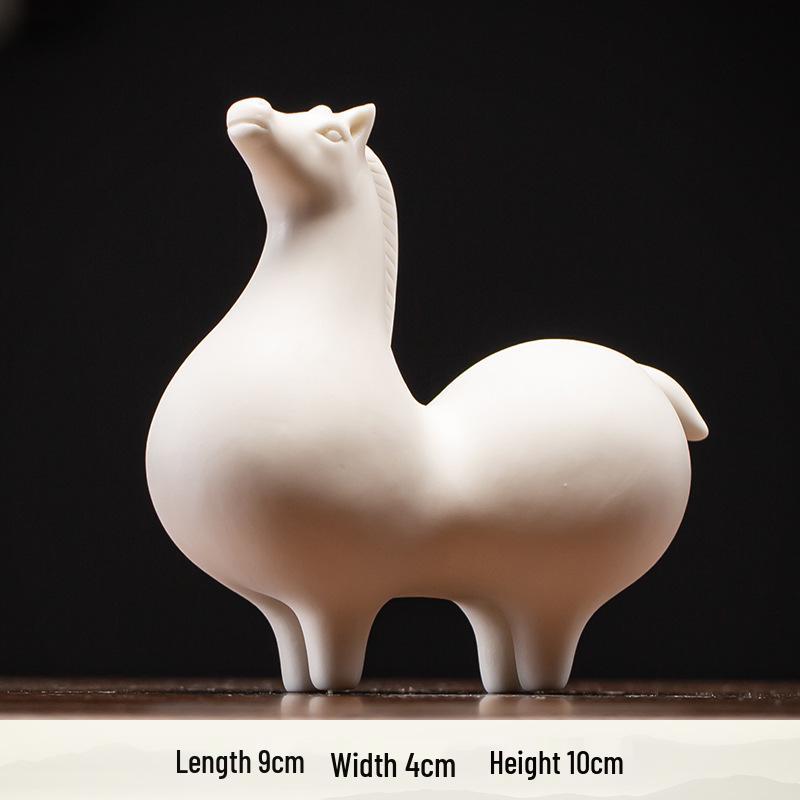 Little Tang Horse Ceramic Tea Pet Ornament - Zodiac Personality Tea Set Accessory for Decoration