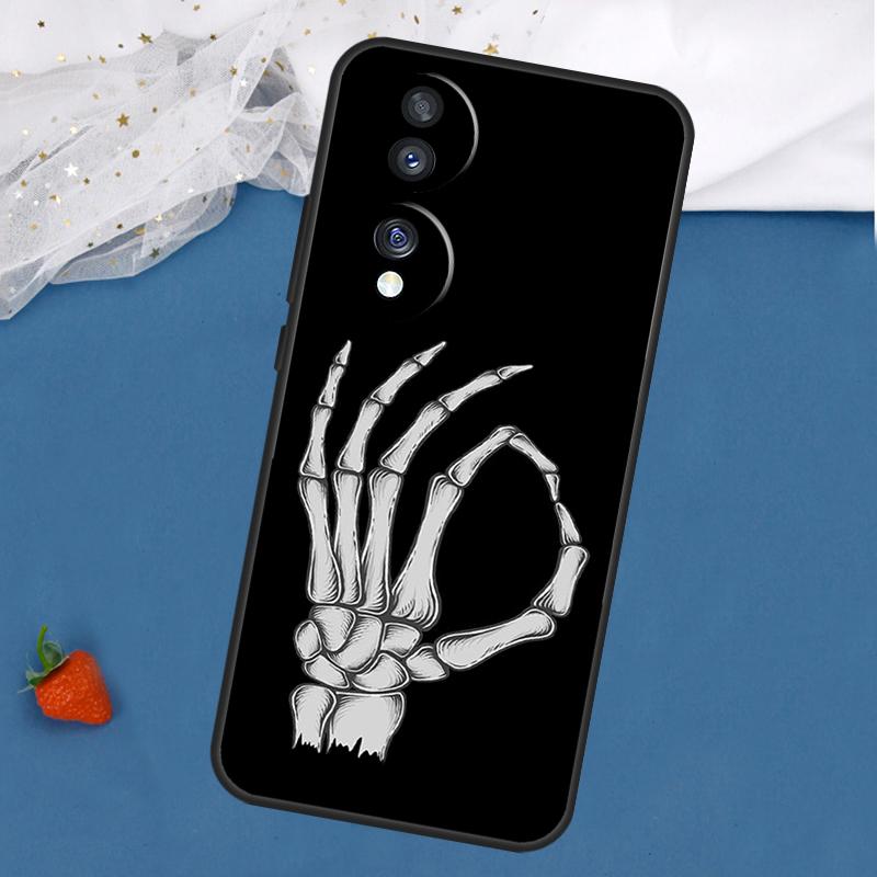 Skeleton Middle Finger Case For Honor Magic 7 5 6 Pro Lite Honor 200 400 50 70 90 X8 X9 X8a X8b X9a X9b X9c Cover