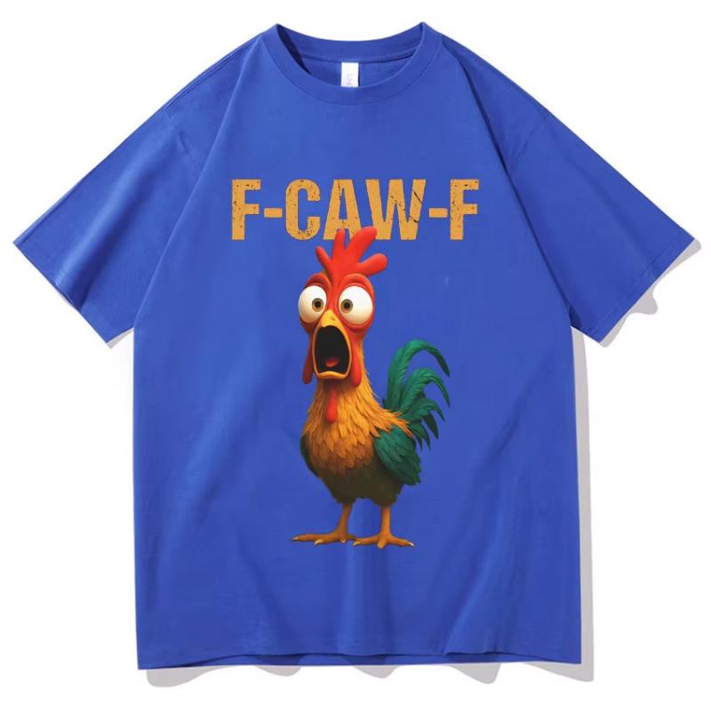 Funny Summer F Caw F Chicken Harajuku New Short Sleeves Tshirt Mens Humor T Shirt Chicken Aesthetic Casual Oversized Tops Unisex