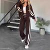 2024 Autumn/Winter Women's Striped Zip-Up Jacket & Sporty Set