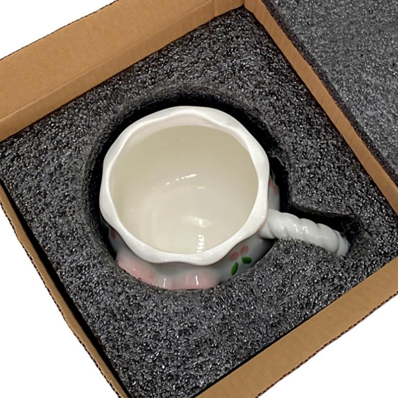 Delicate Ceramic Coffee Mug With Bows Portable Elegant Office Drinkware Dishwasher Safe Tableware Kitchen Tool