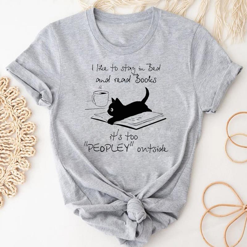(Asian Size) Tshirt Lady Cartoon T Tee Top Women Print Fashion Clothes Female Clothing Short Sleeve Cat Animal Pet Graphic T-shirt
