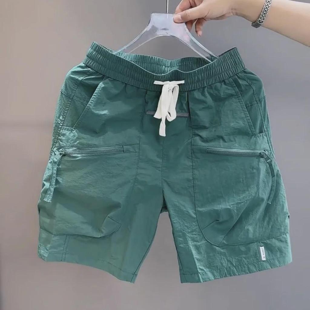 Summer Men’s Quick-Dry Zipper Pocket Shorts, Korean Casual Loose Fit for Couples