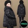 Winter  Hooded Parker Down Jacket for Women Loose   Thick Warm Pockets Puffer Coat Lady Long Feathers Outwear