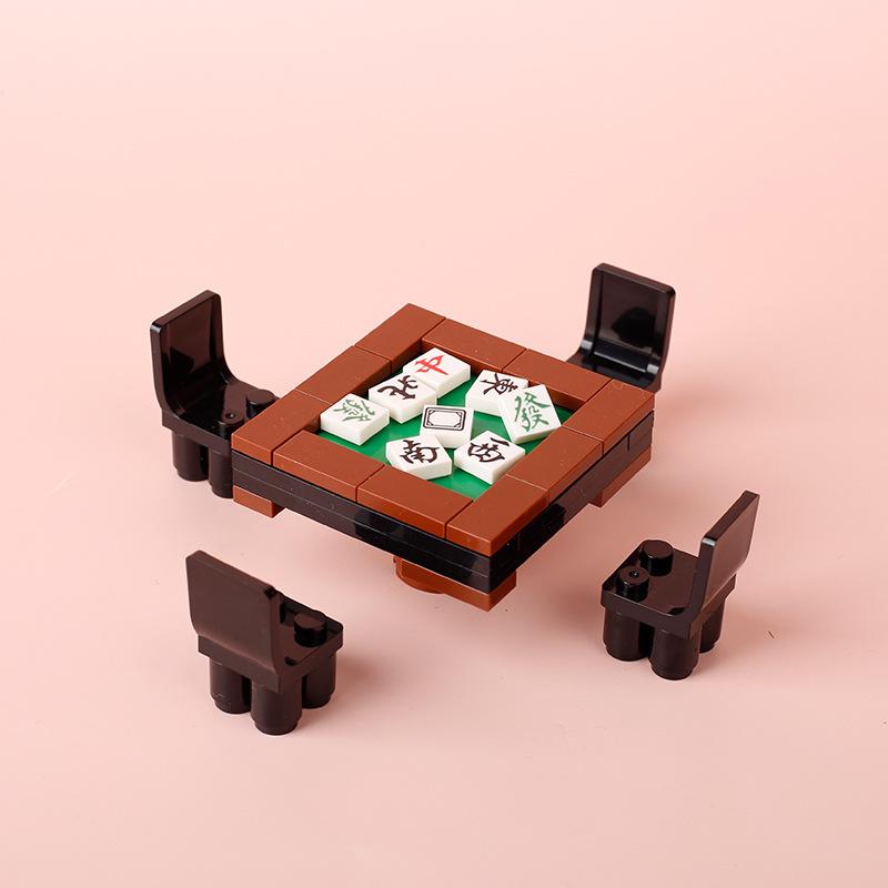 Street View Mahjong Machine Poker Table Game Machine Leisure Entertainment Small Particle Mosaic Building Block