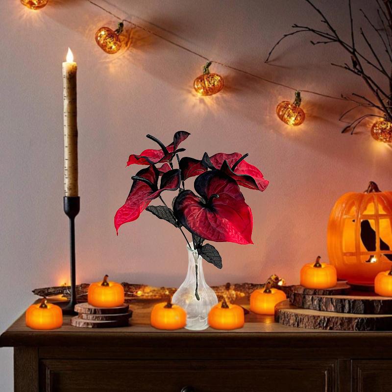Halloween Artificial Leaves Ornament Silk Flower Desktop Table Multiple Colors Flower Arrangement Party Decoration