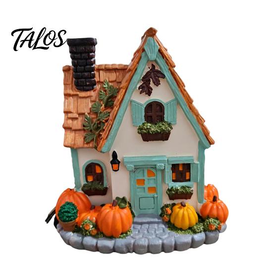Lampe Maison Citrouille Style Rétro, Maison Citrouilles Illuminées Vintage, Figurine Manoir Illuminé Halloween, Décor Intérieur, Veilleuse Nuit d'Automne