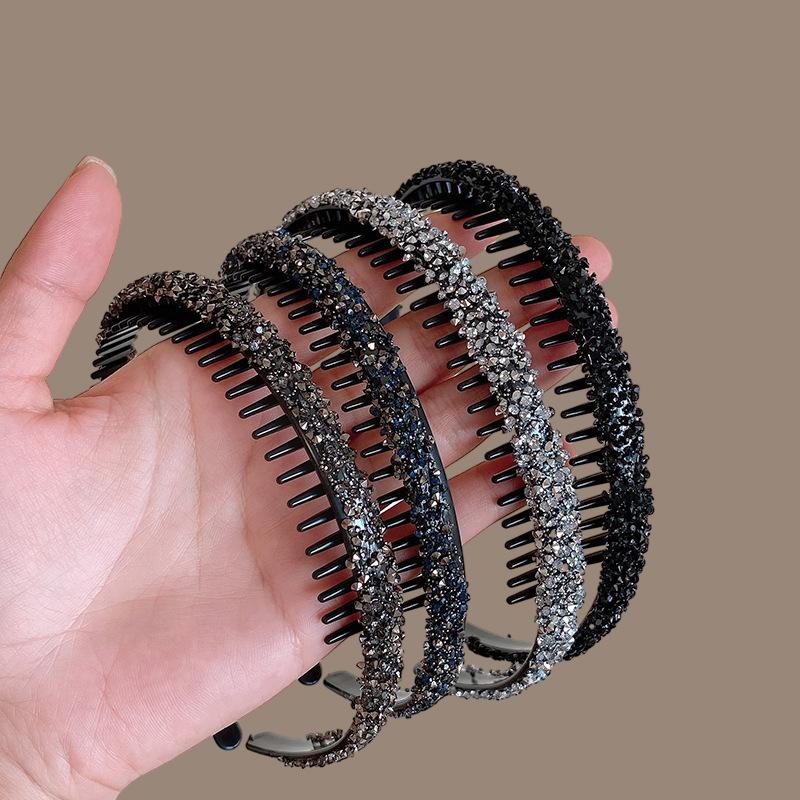 Full Diamond Headband with Toothed Anti-slip Hairband Fashion Women's Hair Accessory