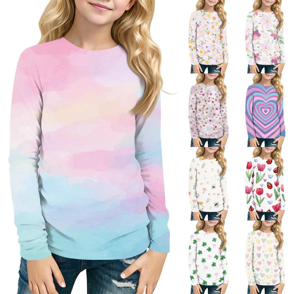 Kids' Fashion Printed Long Sleeve Round Neck T-Shirt