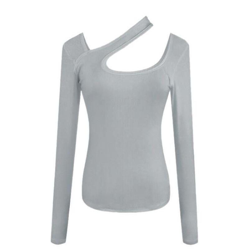 Autumn New Sexy Slimming Student Top Design Sense Halter Long-sleeved T-shirt Base Female Fashion