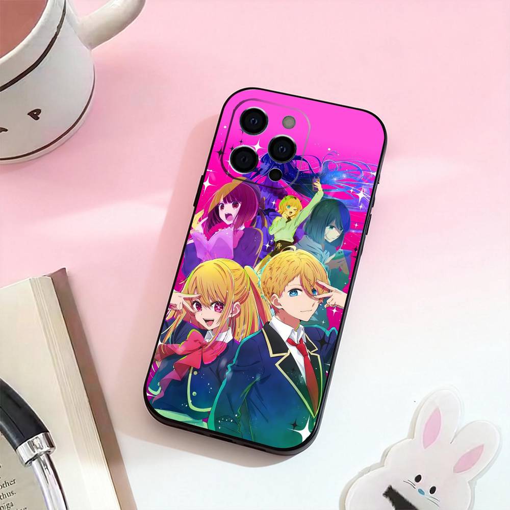 O-Oshi Anime No Ko Phone Case For iPhone 17,16,15,14,13,12,11 Plus,Pro Max,Soft Silicone Black Cover