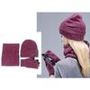3Pcs Winter Knitted Hat Scarf Gloves Set Fleece Lined Warm Beanie Touch Screen Gloves for Women Men Outdoor Cycling