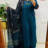 Beautiful V-neck Cotton Kurta Pant Dupatta Set Women Bollywood Top Tunic Salwar Suit