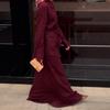 2025 Autumn Elegant Purple Long Sleeve Tie-up Dress