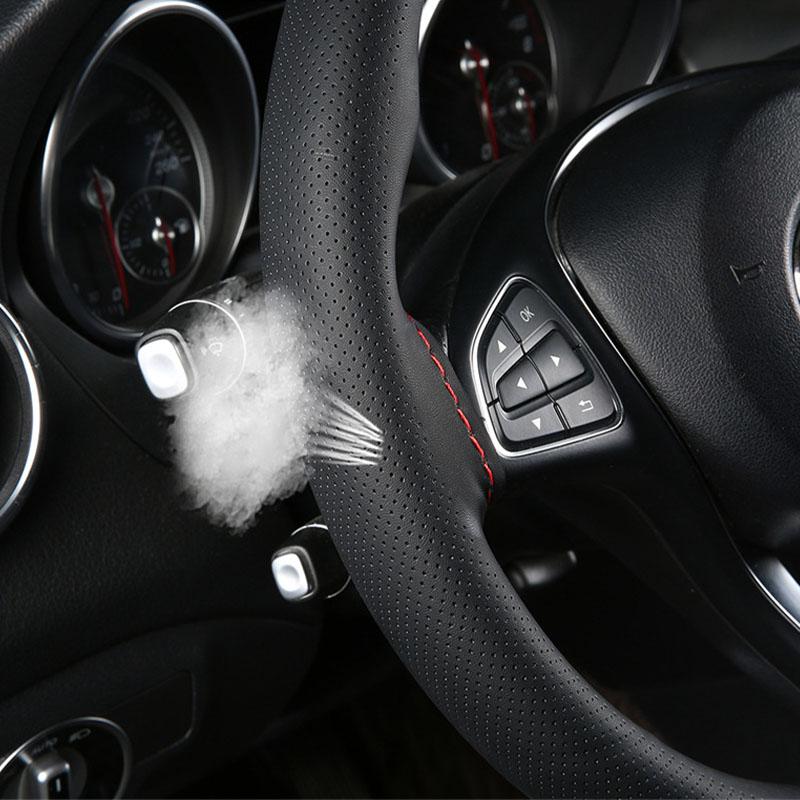 38 cm Auto-Lenkradbezug, Nadeln und Flechtfaden, Kunstleder-Flechtbezug, DIY, weich, rutschfest, Auto-Innenraum