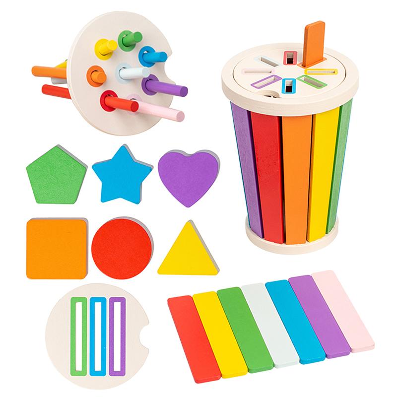 

Монтессори Игрушки для сортировки по цветам и сопоставлениям, Деревянная игрушка для распознавания форм, Детские математические развивающие игрушки для малышей разноцветный