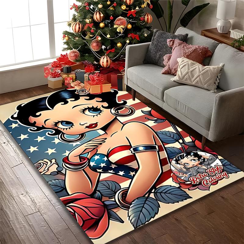 1pc Office Carpet, Betty Boop Chair Rug, Living Room Printed Area Rug, Home Chair Floor Mat