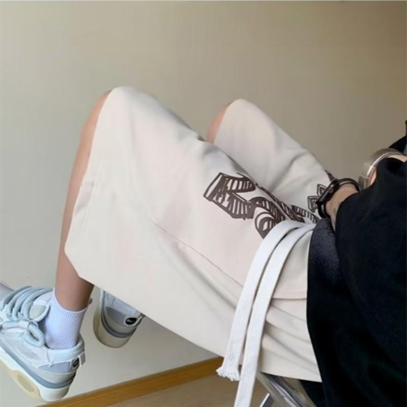 Herren Übergroße Shorts Amerikanischer Vintage Verformter Buchstabenaufdruck Shorts Modemarke High Street Locker Paar Basketball-Kurzhosen